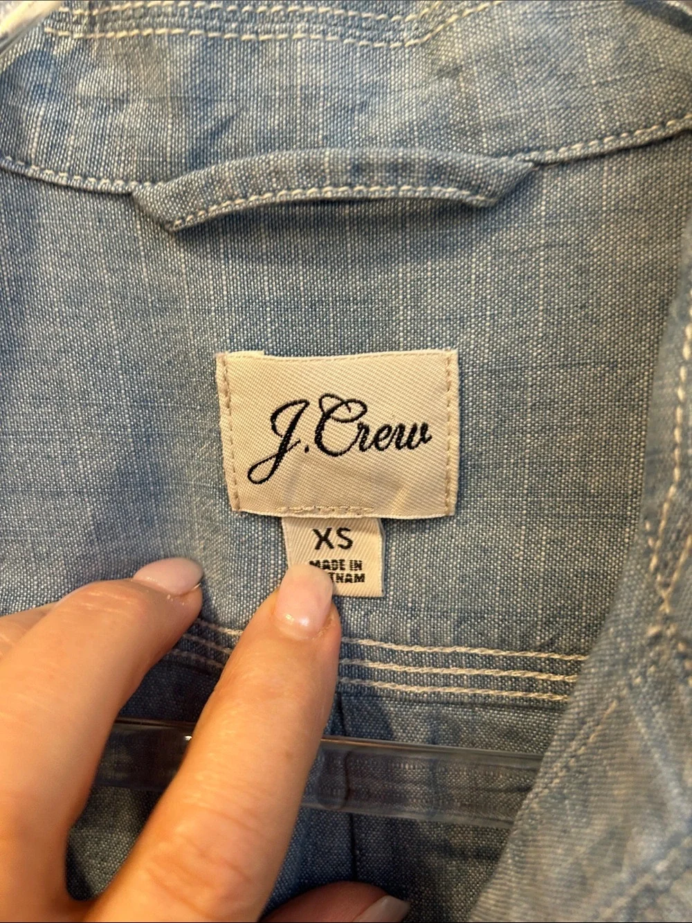 J. Crew Light Blue Denim Cotton Chambray Popover Shirt XS